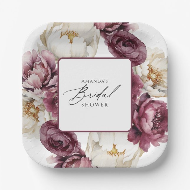 Rustic Floral Abundance Bridal Shower Paper Plate (Front)