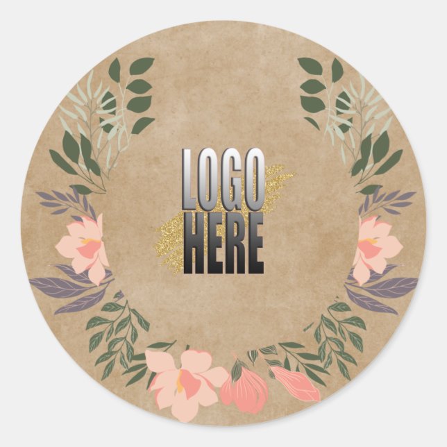Rustic Floral Add Your Logo Sticker (Front)