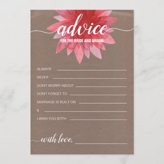Rustic Floral Advice for the Bride Bridal Shower (Front)