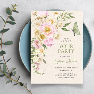 Rustic Floral aesthetic Invitation