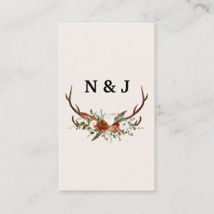 Rustic floral and antlers initials wedding sparkle enclosure card