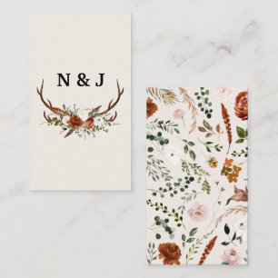 Rustic floral and antlers initials wedding sparkle enclosure card