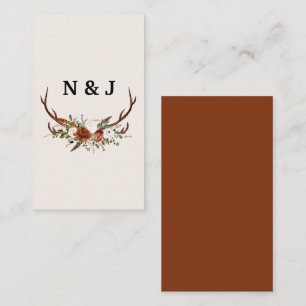 Rustic floral and antlers initials wedding sparkle enclosure card