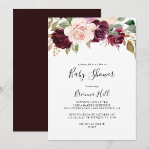 Rustic Floral and Botanical Foliage Baby Shower Invitation