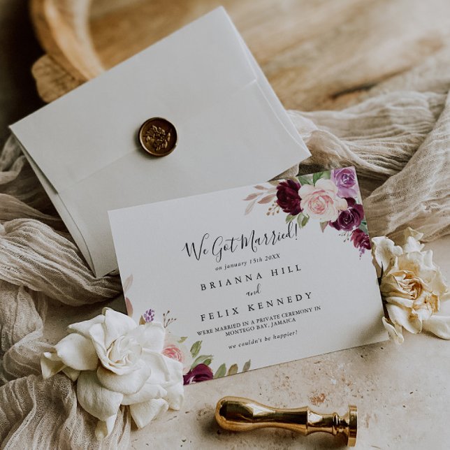 Rustic Floral and Botanical Foliage Elopement Announcement (Creator Uploaded)