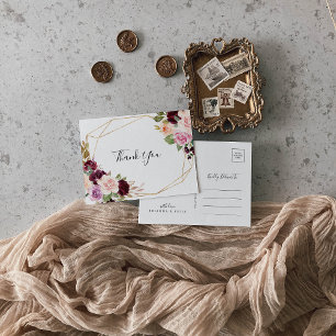 Rustic Floral and Botanical Foliage Thank You Postcard