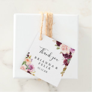 Rustic Floral and Botanical Foliage Wedding Favour Tags