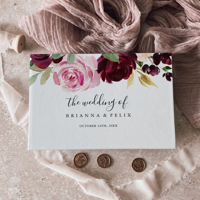 Rustic Floral and Botanical Foliage Wedding Guest Book (Creator Uploaded)