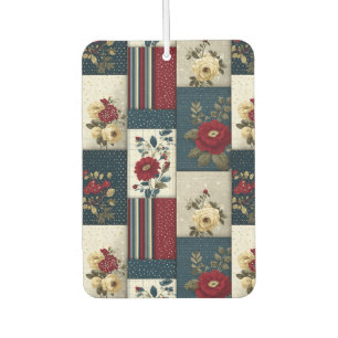 Rustic Floral and Geometric Patchwork Design Car Air Freshener