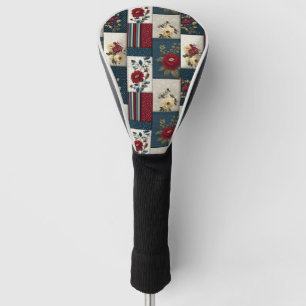Rustic Floral and Geometric Patchwork Design Golf Head Cover