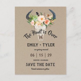 Rustic Floral Antelope Hunt is Over Save The Date Announcement Postcard