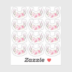 Rustic Floral Antlers Blush Pink Elegant 12-Piece