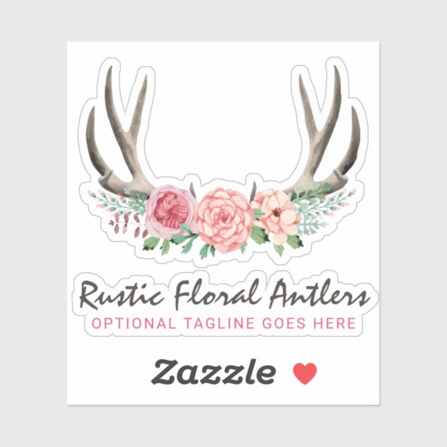 Rustic Floral Antlers Shabby Chic Roses Name Logo (Sheet)