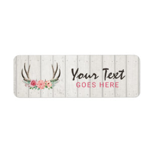 Rustic Floral Antlers Shabby Chic Roses & Wood
