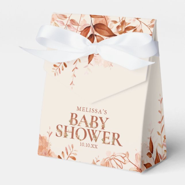 Rustic Floral Autumn Fall Baby Shower Favour Box (Front Side)