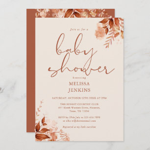 Rustic Floral Autumn Fall Baby Shower Invitation
