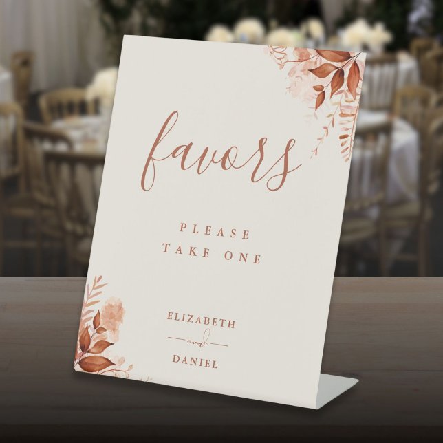 Rustic Floral Autumn Fall Favours Table Pedestal Sign (Rustic Floral Autumn Fall Favors Table Pedestal Sign)