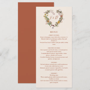 Rustic Floral Autumn Fall Wedding Dinner Menu