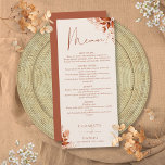 Rustic Floral Autumn Fall Wedding Dinner Menu<br><div class="desc">This elegant rustic floral autumn fall wedding menu can be personalised with your information in chic typography. Designed by Thisisnotme©</div>