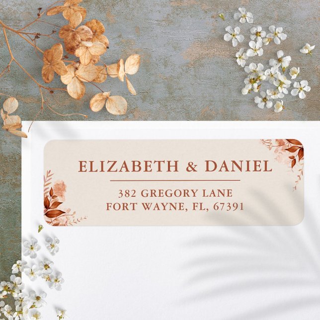 Rustic Floral Autumn Fall Wedding Return Address (Rustic Floral Autumn Fall Wedding Return Address Label)