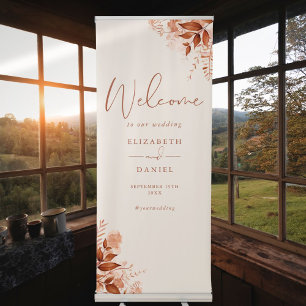 Rustic Floral Autumn Fall Wedding Welcome Retractable Banner