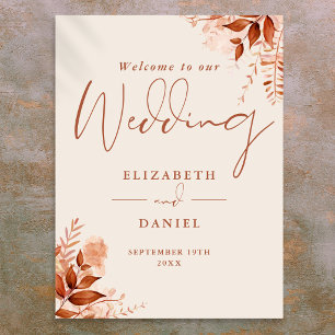 Rustic Floral Autumn Fall Wedding Welcome Sign