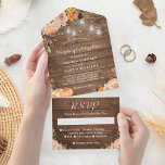 Rustic Floral Autumn Pumpkin String Lights Wedding All In One Invitation<br><div class="desc">Bring the beauty of autumn to your wedding with this Rustic Floral Autumn Pumpkin String Lights Wedding Invitation. The combination of rustic elements and elegant floral designs creates a perfect balance, making this invitation ideal for a fall wedding. The detachable RSVP card is a convenient addition, allowing your guests to...</div>