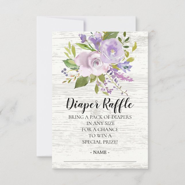 Rustic Floral Baby Shower Diaper Raffle Ticket (Front)