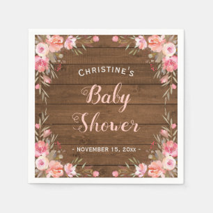 Rustic Floral Baby Shower Girl Country Chic Paper Napkin