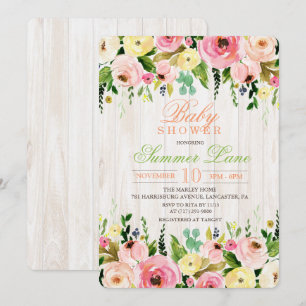 Rustic Floral Baby Shower Invitation