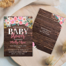 Rustic Floral Baby Shower Invitation