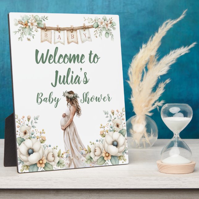 Rustic Floral Baby Shower  Plaque (Side)