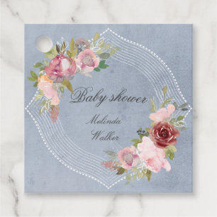 rustic floral baby shower thank you favour tags