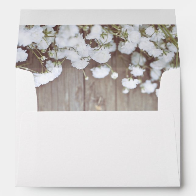 Rustic Floral Baby's Breath Wedding Envelopes (Back (Bottom))