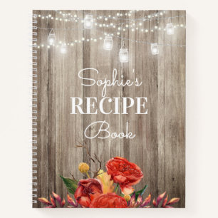 Rustic Floral Barn Wood & Lights Recipe Journal