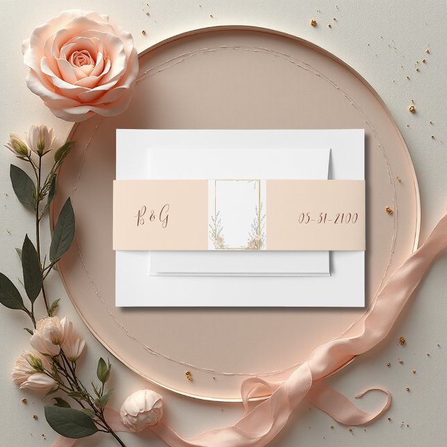 Rustic Floral Beige Wedding Invitation Belly Band (Creator Uploaded)