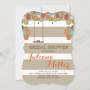 Rustic Floral Bird Swing Bridal Shower Invitation