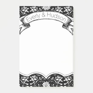 Rustic Floral Black And White Post-it Notes