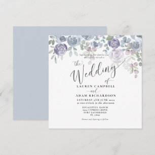 Rustic Floral Blue Eucalyptus Wedding Invitation