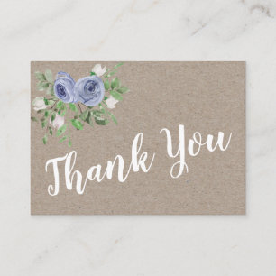 Rustic Floral Blue Rose Thank You Baby Shower Enclosure Card