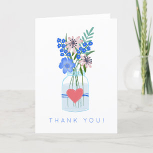 Rustic Floral Blue Thank You Card