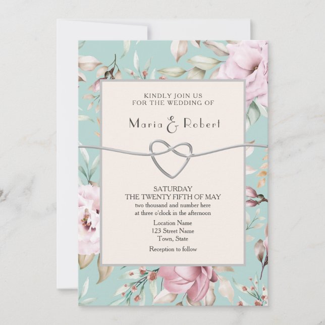 Rustic Floral Blush Pink Wedding Invitation (Front)
