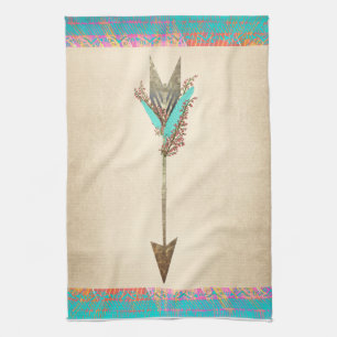 Rustic Floral Bohemian Arrow Tea Towel