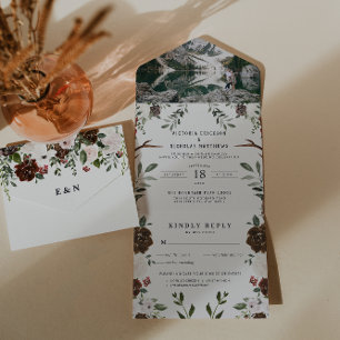 Rustic Floral Boho All in One Wedding Invite