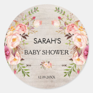Rustic Floral Boho Baby Shower Sticker