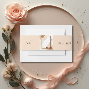Rustic Floral boho beige Wedding frame Invitation Belly Band