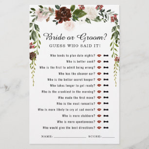 Rustic Floral   Boho Botanical Bridal Shower Game