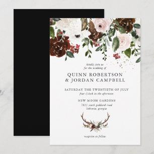 Rustic Floral   Boho Botanical Wedding Invitation