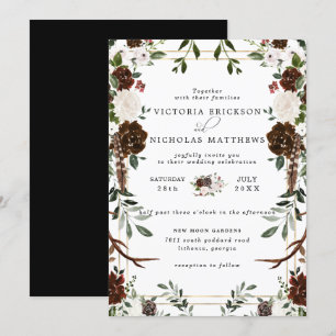 Rustic Floral   Boho Botanical Wedding Invitation