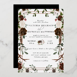 Rustic Floral Boho Botanical Wedding Invitation